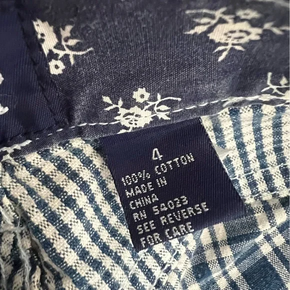 Vintage CottageCore Gingham Plaid Floral Cotton Shorts - Picture 3 of 8